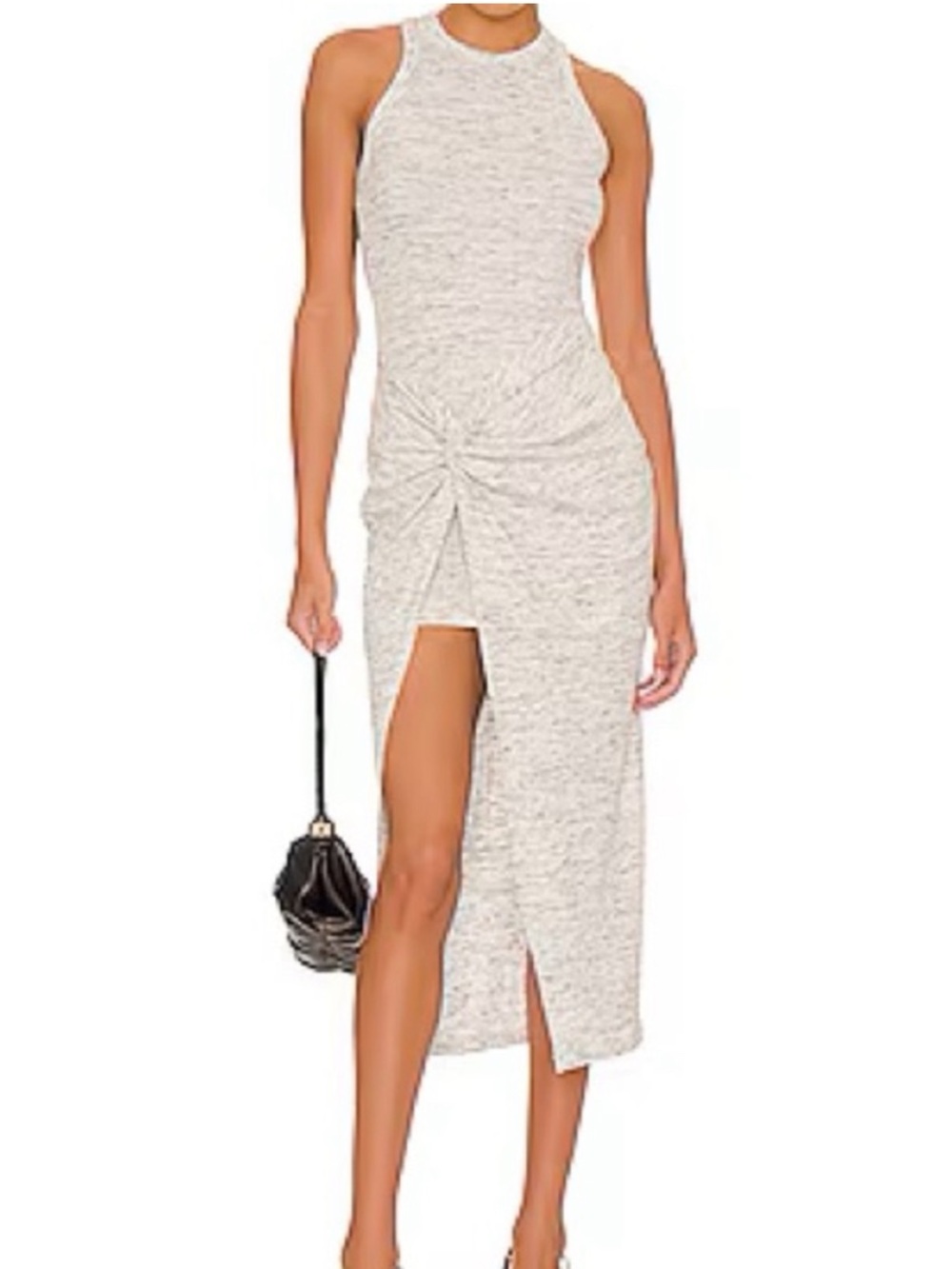 Revolve L’academie Sleeveless Knotted Front Midi Dress in Light Heather